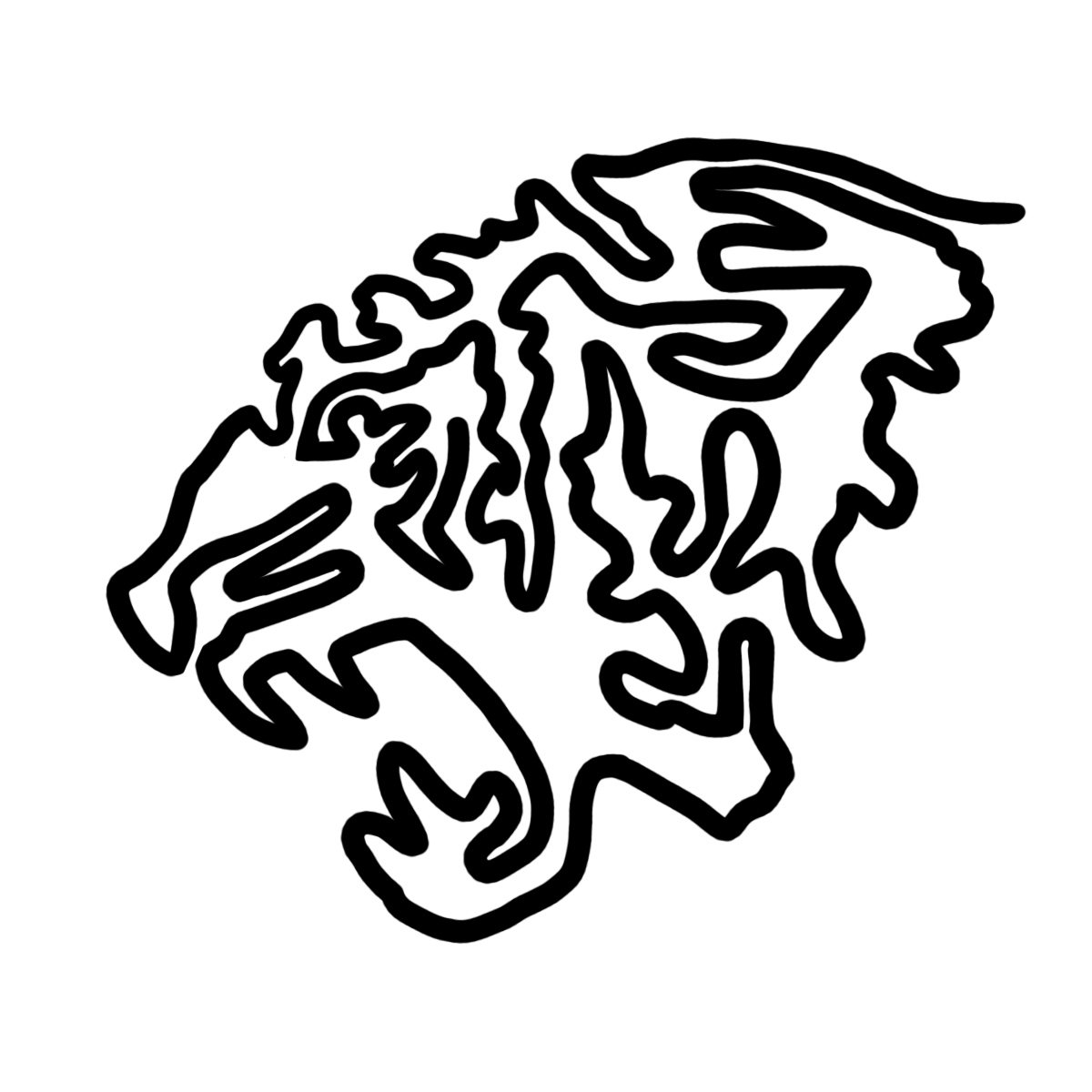 A tiger drawn with one unbroken line